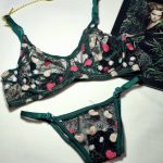 ست لباس زیر توری مدل رنگدونه سبز