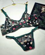 ست لباس زیر توری مدل رنگدونه سبز