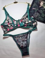 ست لباس زیر توری مدل رنگدونه سبز