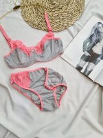 ست لباس زیر نخی مدل رایکا (گلبهی)