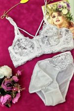 ست لباس زیر گیپور هرنس دار مدل برفینه