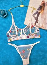 ست لباس زیر توری مدل رنگدونه سفید