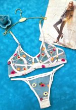 ست لباس زیر توری مدل رنگدونه سفید