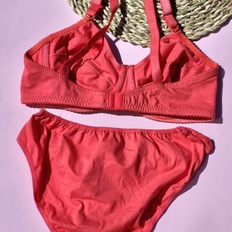 ست لباس زیز نخ پنبه فنر دار سما (گلبهی )