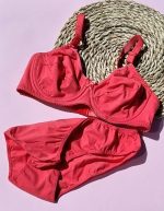 ست لباس زیز نخ پنبه فنر دار سما (گلبهی )