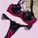 ست لباس زیر هارنس دار مدل لیان(زرشکی)