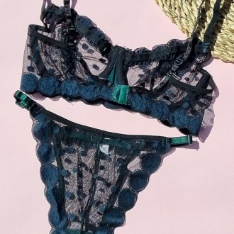 ست لباس زیر گیپور مدل مارال(سبز)