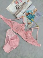 ست لباس زیر گیپور هارنس دار مدل یسنا (صورتی )