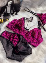 ست لباس زیر گیپور هارنس دار مدل شاپرک