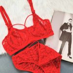 ست لباس زیر هارنس دار مدل ثمین (قرمز)