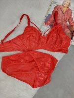 ست لباس زیر گیپور هارنس دار مدل گلبرگ(قرمز)