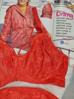 ست لباس زیر گیپور هارنس دار مدل گلبرگ(قرمز)