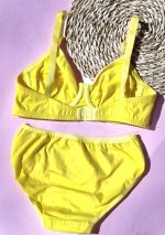 ست لباس زیز نخ پنبه فنر دار سما(زرد) - تصویر 2