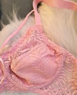 ست لباس زیر گیپور هارنس دار مدل کاج (صورتی)