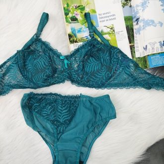 ست لباس زیر گیپور مدل آیسا (سبز کله غازی )