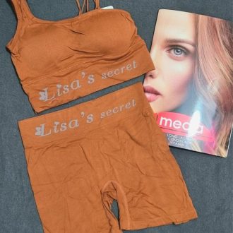 ست نیم تنه و شورت مدل لیزا(آجری )