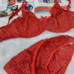 ست لباس زیر گیپور مدل نسیم (قرمز)