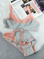 ست لباس زیر نخی مدل رایکا (صورتی)