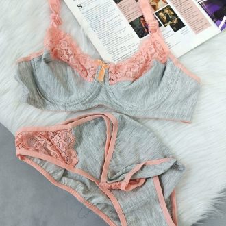 ست لباس زیر نخی مدل رایکا (صورتی)