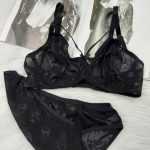 ست لباس زیر هارنس دار مدل گلبرگ (مشکی)