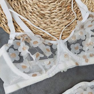 ست لباس زیر توری مدل رنگدونه سفید